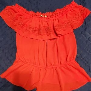 NY&CO poppy ruffled off the shoulder top